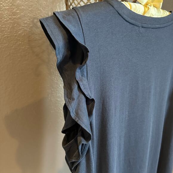 NWT, Michael Kors Women’s Size Large & XL Navy Tee w/Double Ruffle Sleeves, K627 - Picture 9 of 17
